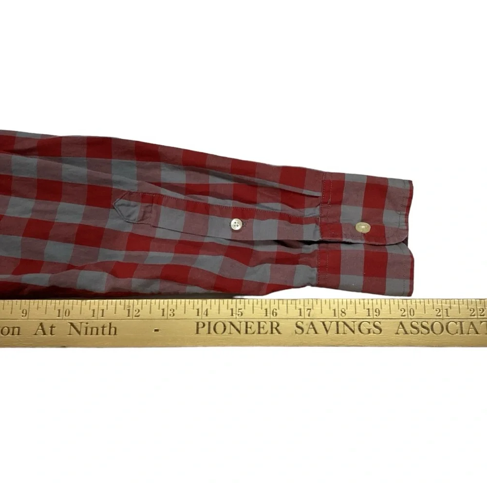 Vintage J. Crew - Red & Gray Check‎ Button Up Shirt - Men's Size Small